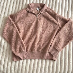 Topshop Blush Teddy Quarter-Zip Jacket